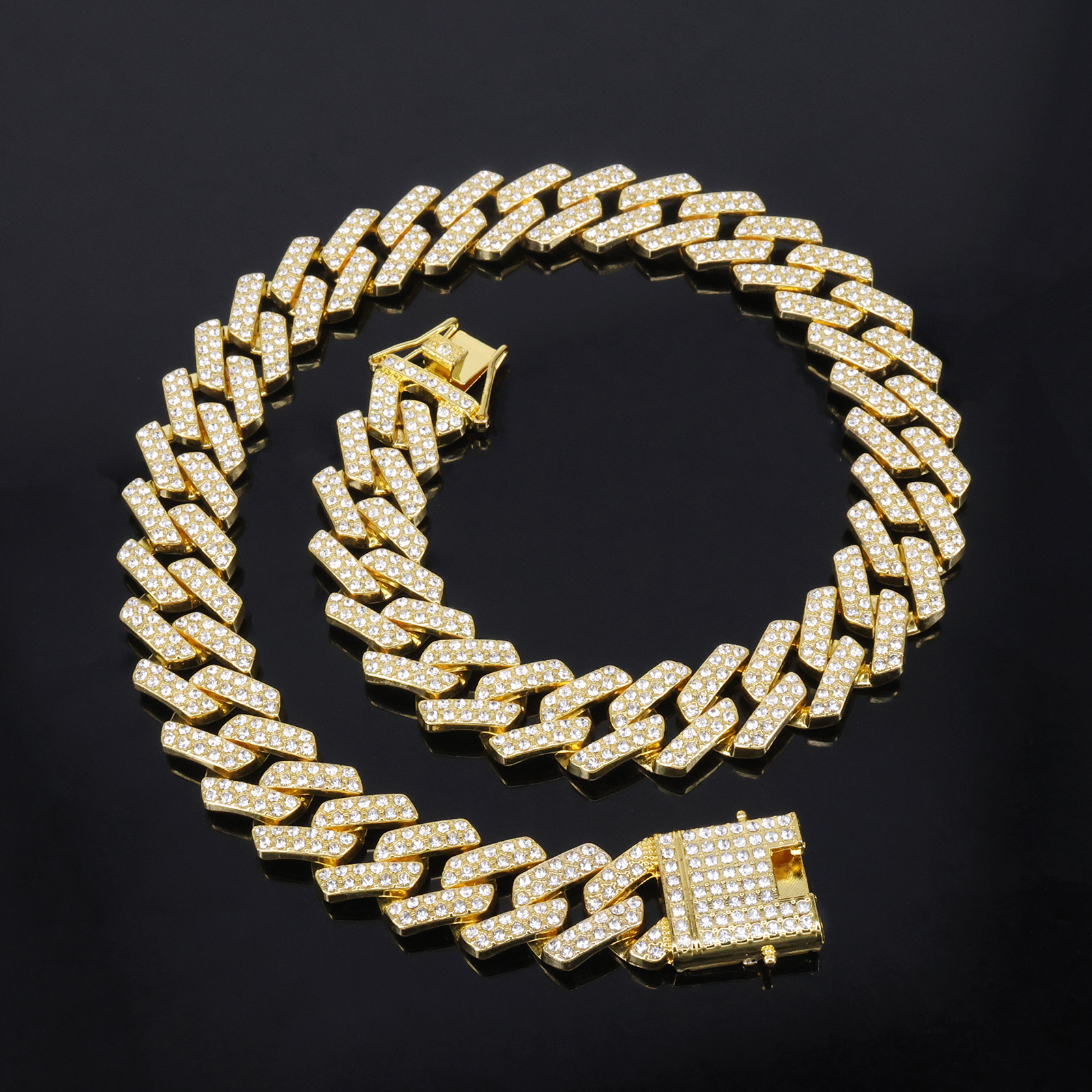 20mm European North American Style Iced Out Diamond Alloy Men's Cuban Link Necklace, Luxury Hip Hop Bling Chain, Cool Streetwear Jewelry