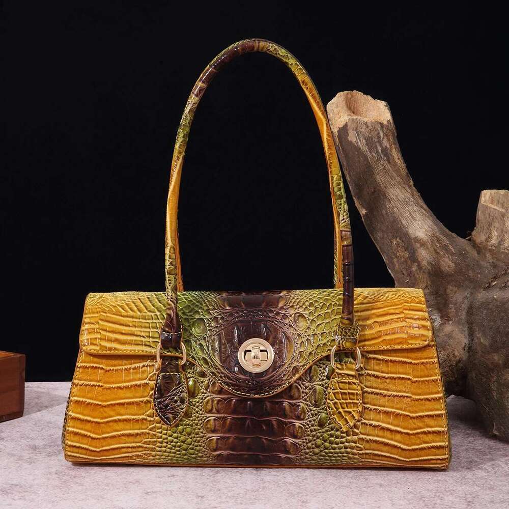 Multicolor Crocodile Pattern Fashion Handheld Stick Large Capacity One Shoulder Underarm Bag Women's Handbag