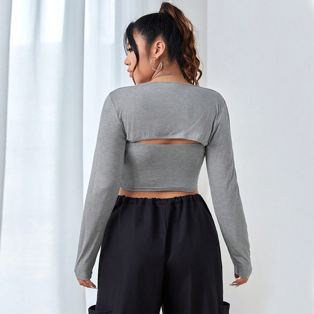 Ins Plus Size Womens Clothing Temperament Street Photography Versatile Slimming Long Sleeved Top Strapless T-shirt Base Shirt