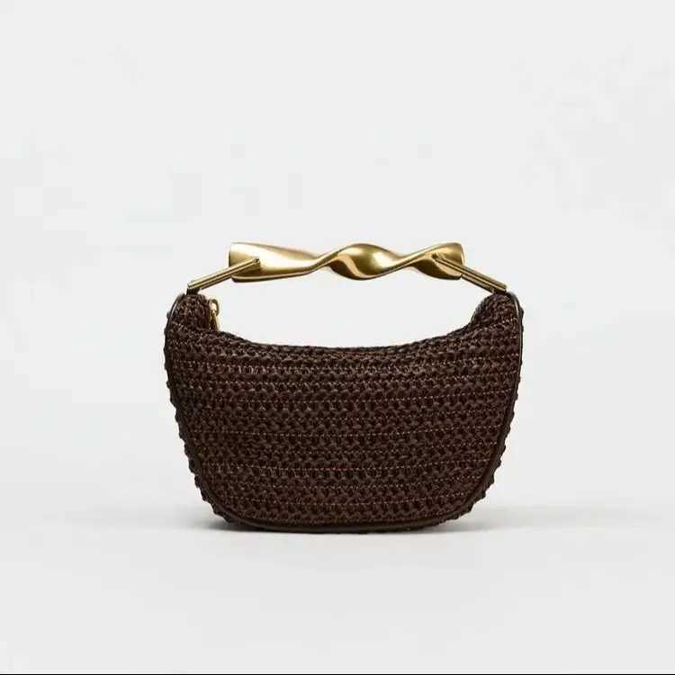 Summer Half-Moon Beach Straw Shoulder Bags Womens Straw Bucket Bag Purse Woven Straw Handbags Casual Tote Crossbody Bag Z250618
