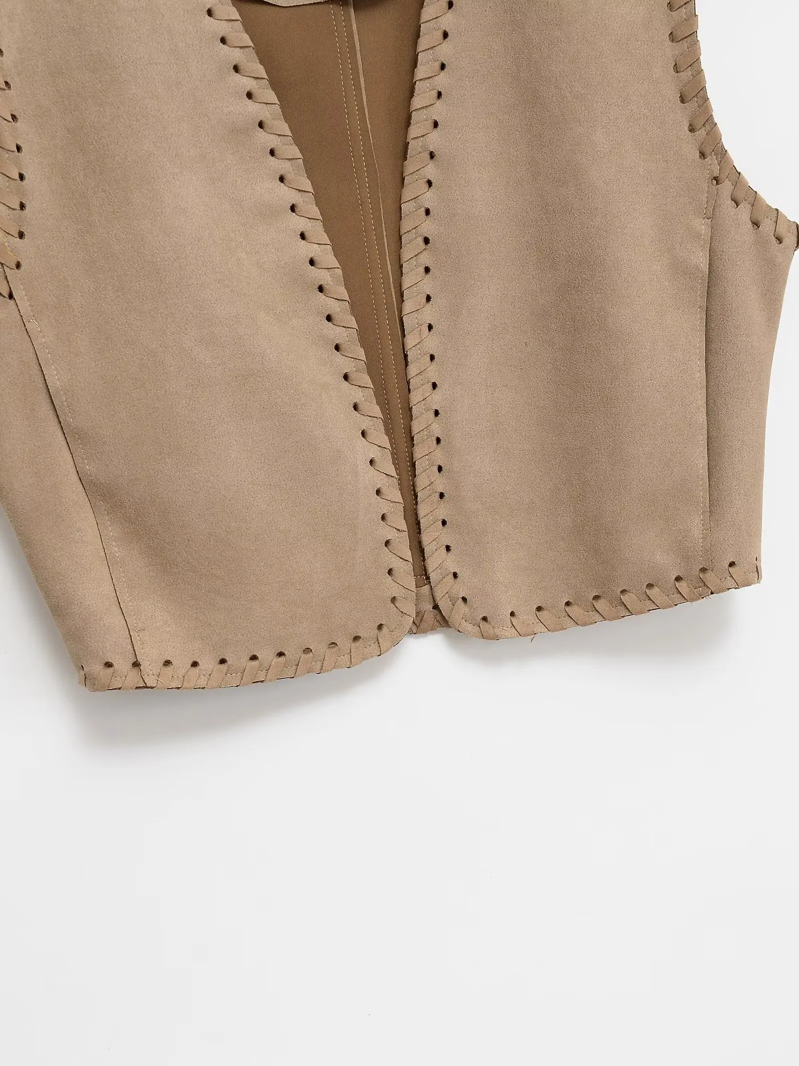 European and American style 2025 n suede texture buckless fashion versatile vest 250506