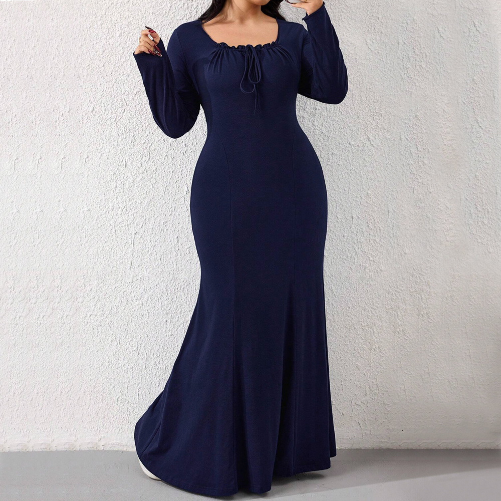 Large Size Womens Simple and Elegant Style Dress Sweet Autumn and Winter Design Sense Niche Temperament Long Skirt