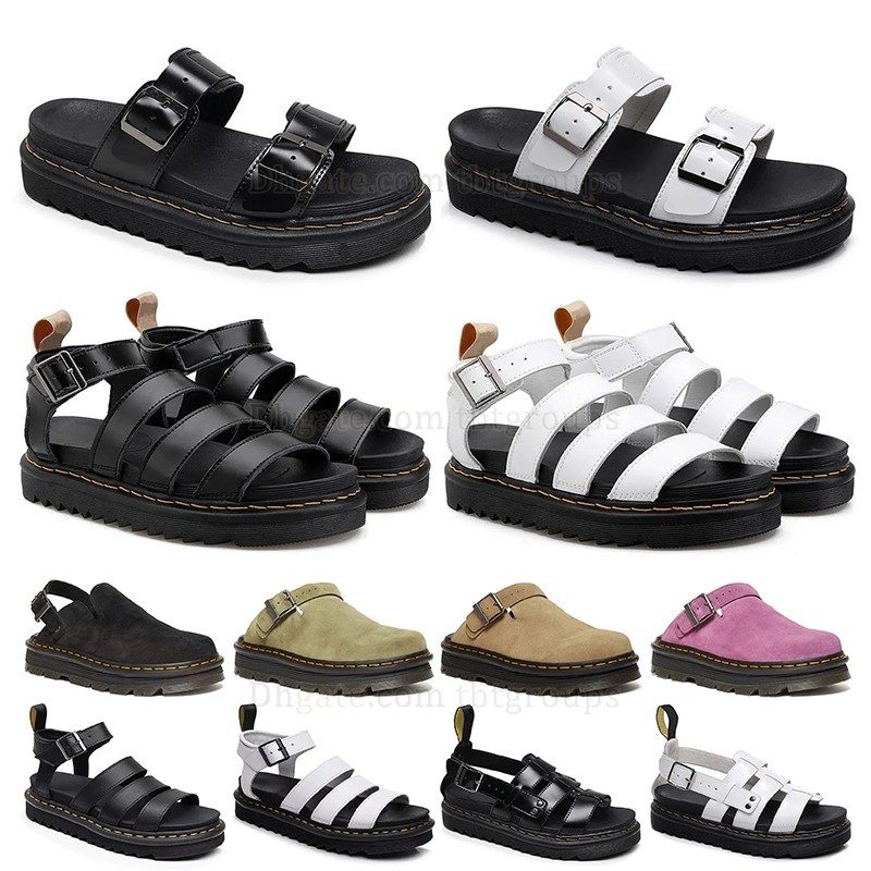 doc martin platform sandals designer sliders for men women buckle patent leather flats sunmmer beach clogs mules suede chaussure classic peep toe sports size 35-46