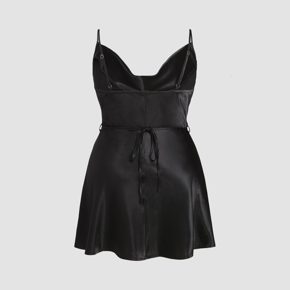 Autumn and Winter New Plus Size Womens Clothing Temperament Satin Complexion Ding A-line Skirt Swing Collar Suspender Dress