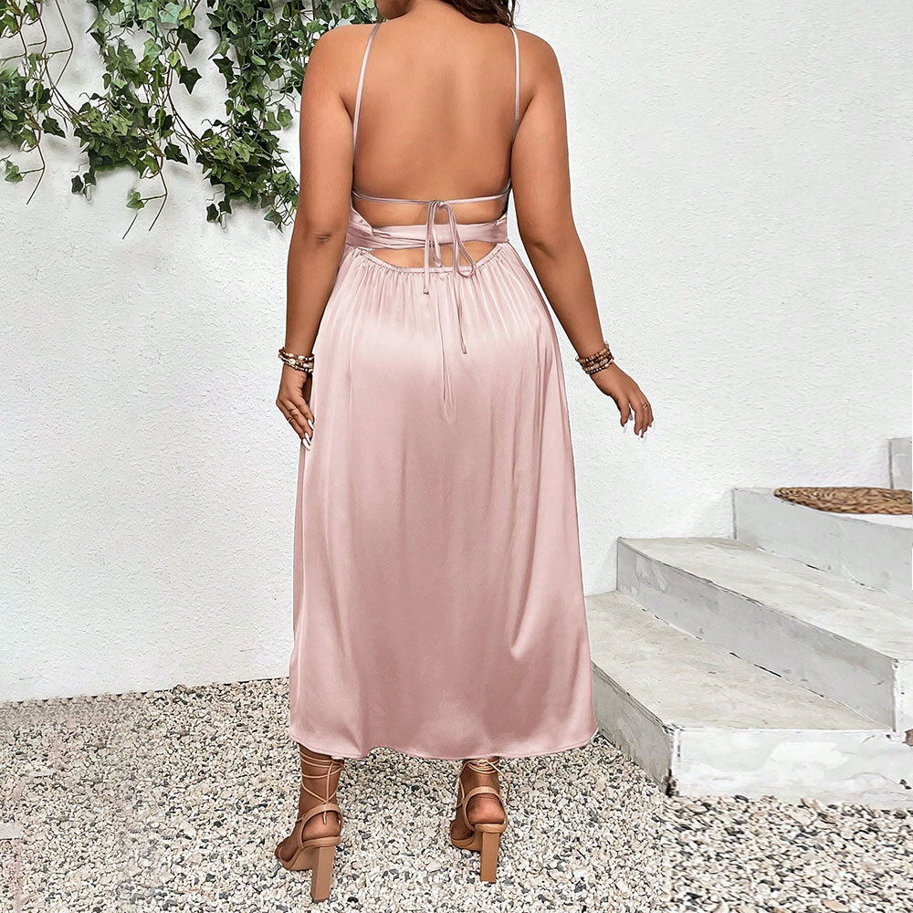 2025 New Sloping Shoulder Long Dress with Sleeveless and Sexy High Waisted Slit Dress for Womens Wear
