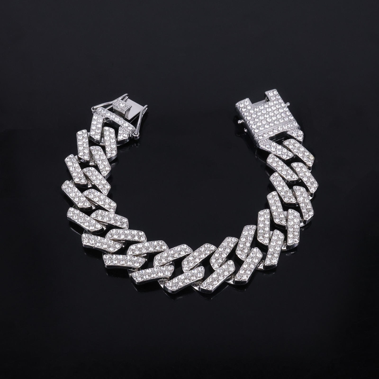 20mm European North American Style Iced Out Diamond Alloy Men's Cuban Link Necklace, Luxury Hip Hop Bling Chain, Cool Streetwear Jewelry