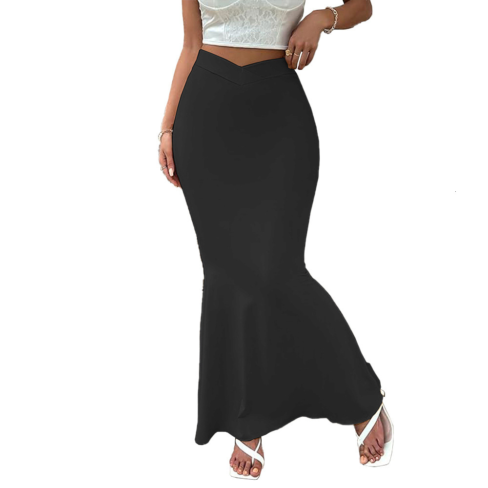 New Black Gentle Temperament Spring and Summer High Waisted Fish Tail Half Body Wrapped Buttocks Skirt for Women