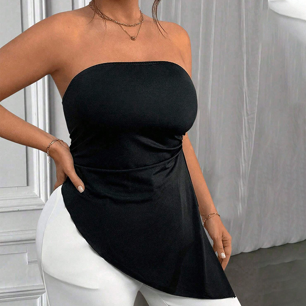 Large Size Womens Sexy Style Strapless Vest for Autumn and Winter New High-end Slim Fit Top