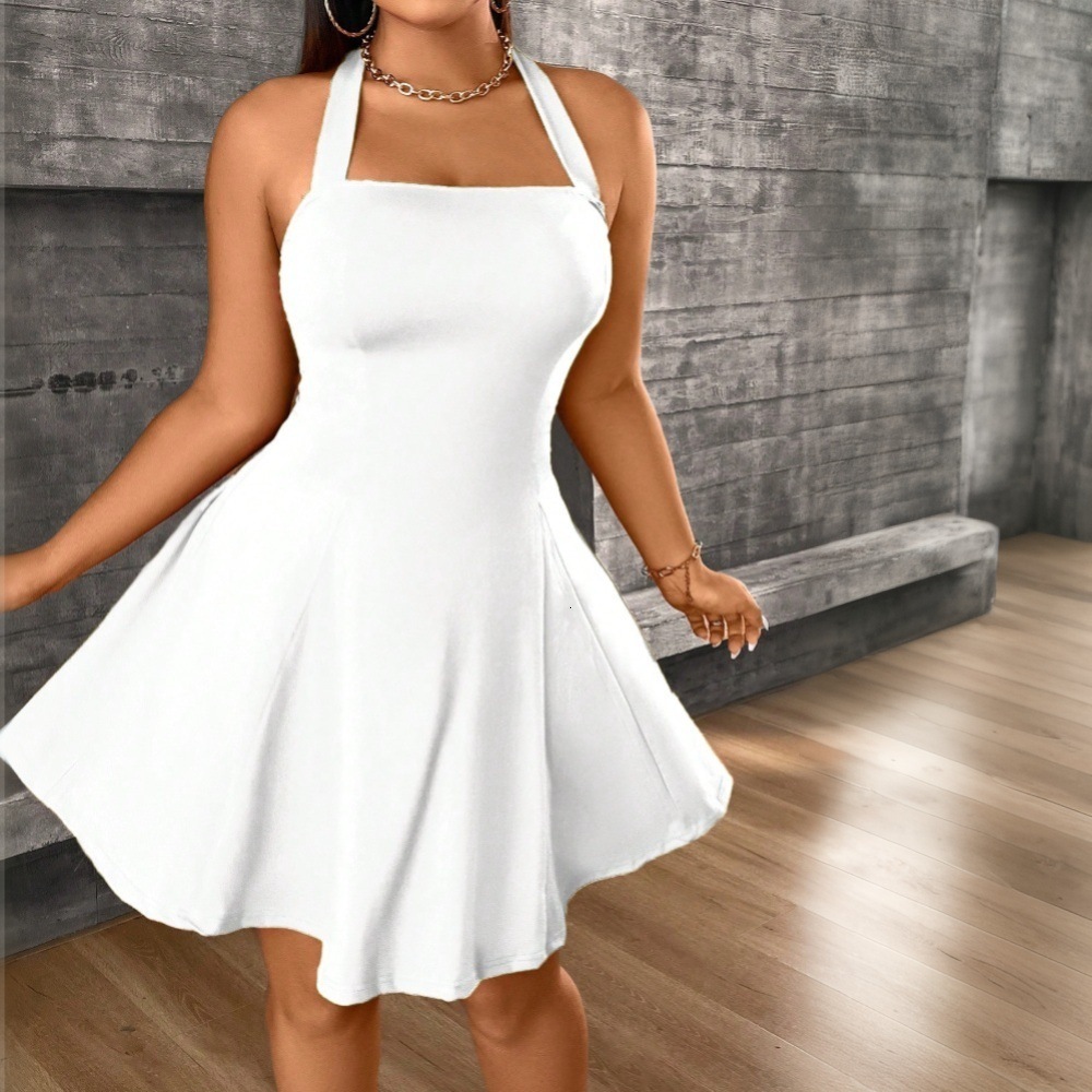 Large Womens Sexy Hanging Neck Dress 2025 Spring/summer New Collection Backless Waist Short Skirt