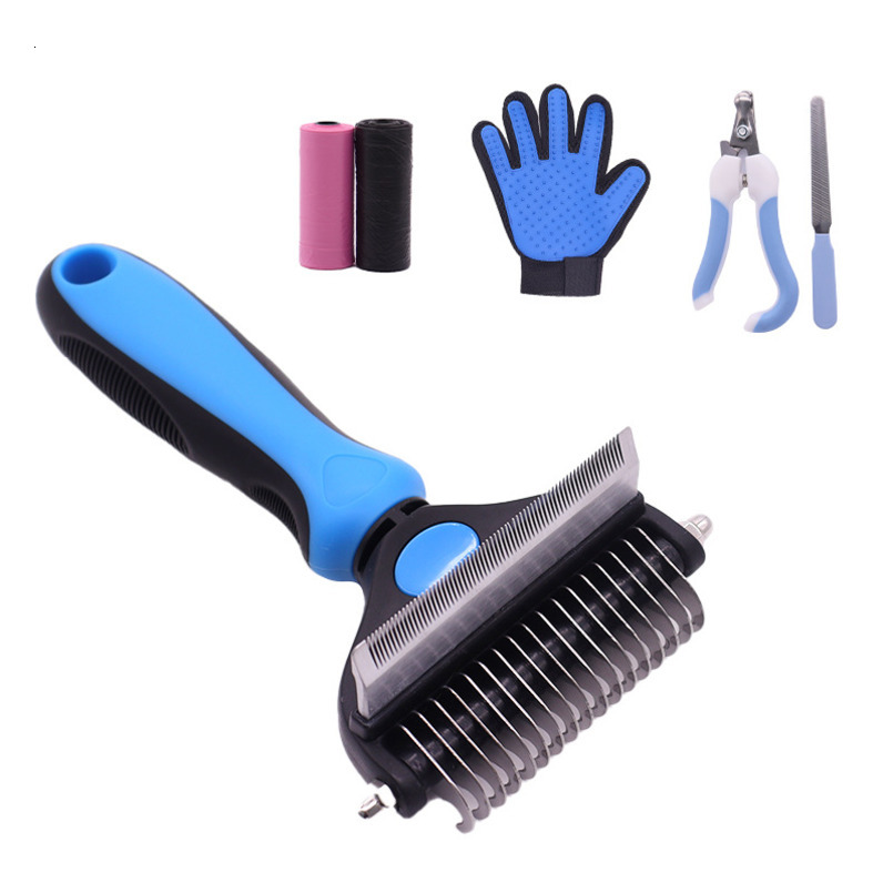 Pet Grooming Dog Cleaning Kit Pets Knot Thinning Comb Gloves Nail Clippers Set Dog Supplies Cat Hair Combs