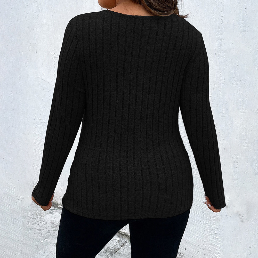 Oversized Womens V-neck Hollowed Out Sexy T-shirt for Autumn and Winter Slim Fit and Slimming with Long Sleeved Solid Color Top Inside