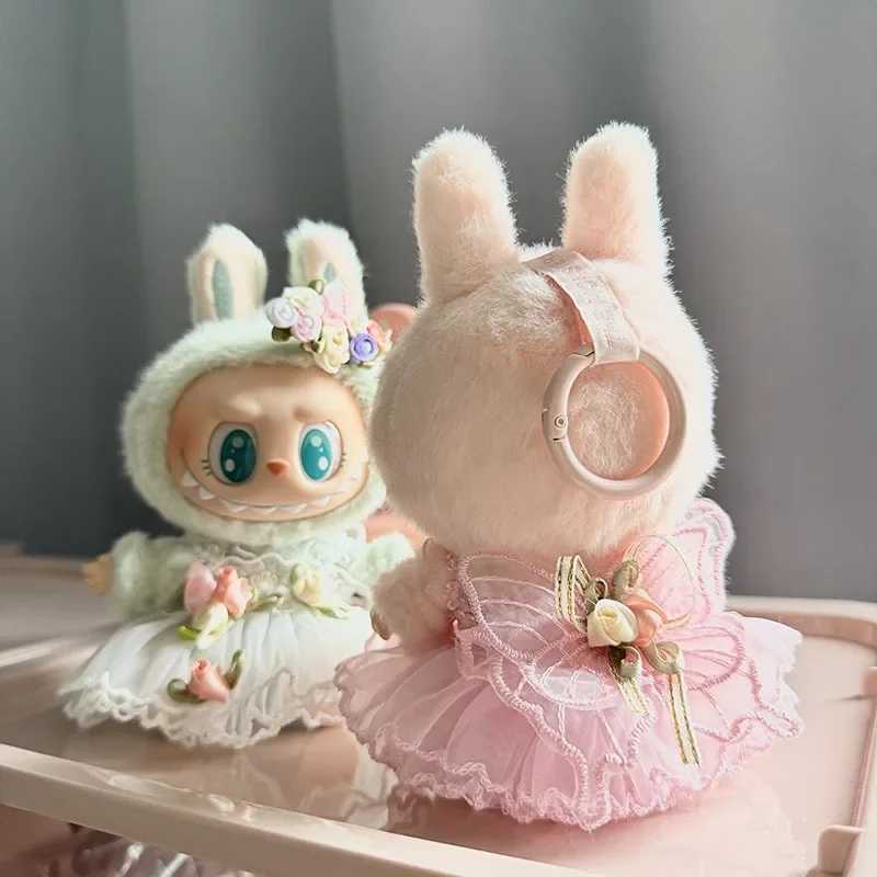 17cm Labubu Monster Plush Doll Outfit Accessories Kit DIY Clothing Set with Hairpin Wedding Dress in Pink White for Kids Gift Z250516