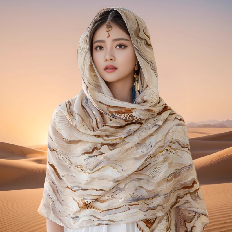 K731 Egypt Dubai seaside travel cotton and linen scarf scarf female desert photo beach silk scarf sunscreen bag headscarf shawl