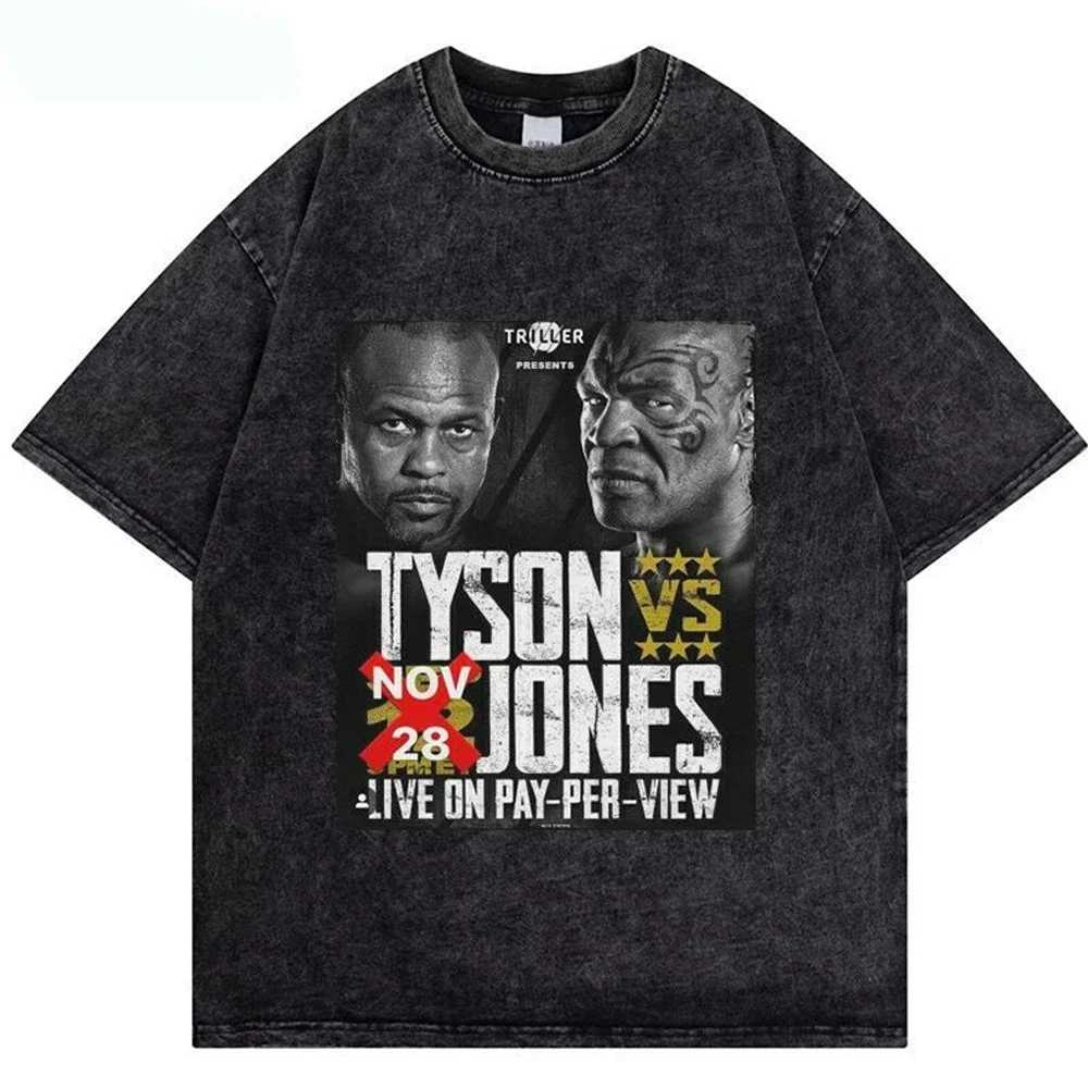 Mike Tyson Washed T Shirt Vintage Boxing T-shirts Streetwear Retro Tshirt Summer Short-sleeved Shirts Oversized Tshirts X250516