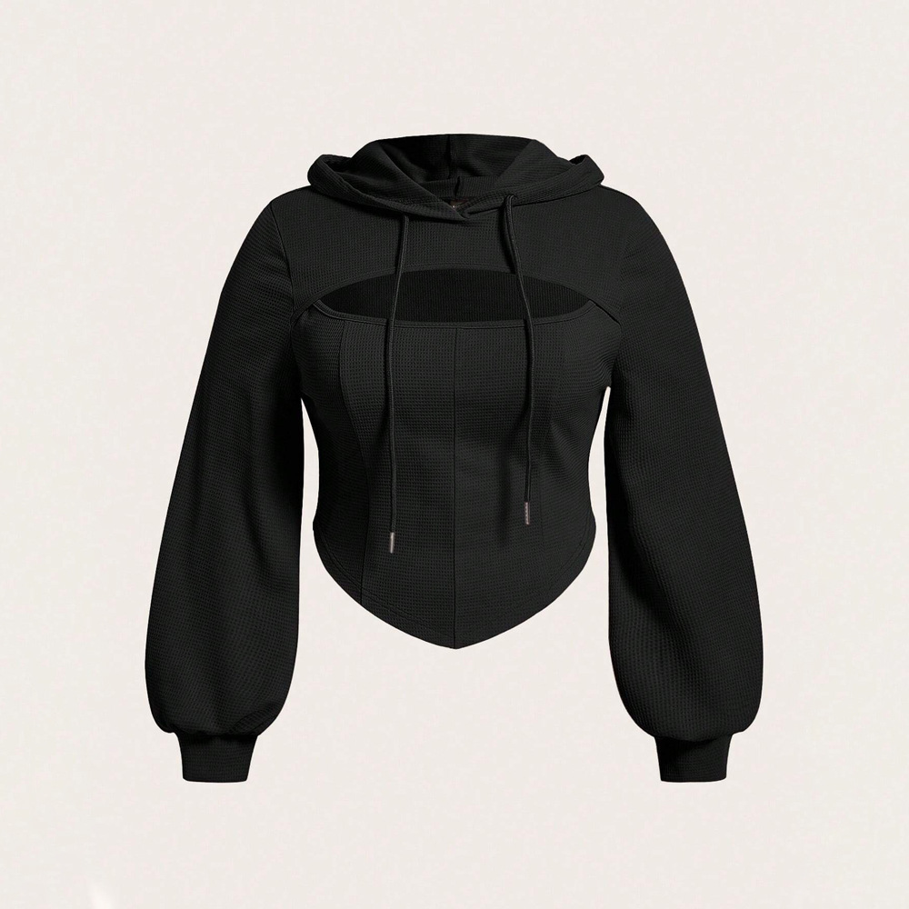 Plus Size Womens Fashion Hoodie Autumn and Winter New Item Fake Two-piece Long Sleeved Top