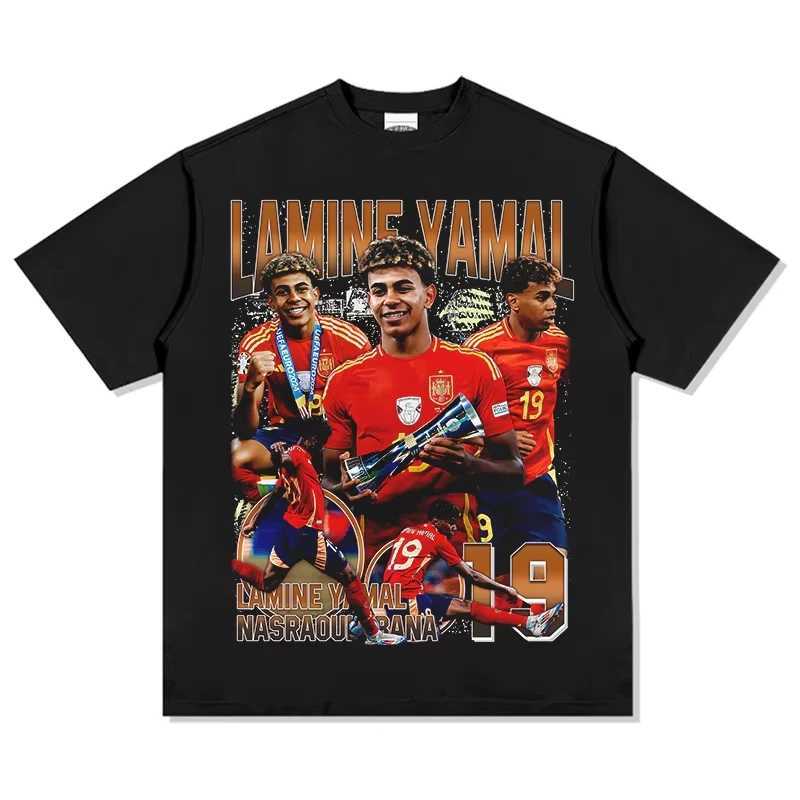 2025 new Spanish Yamal printed pure cotton short sleeve T-shirt Summer fan sports T-shirt souvenir T-shirt X250516