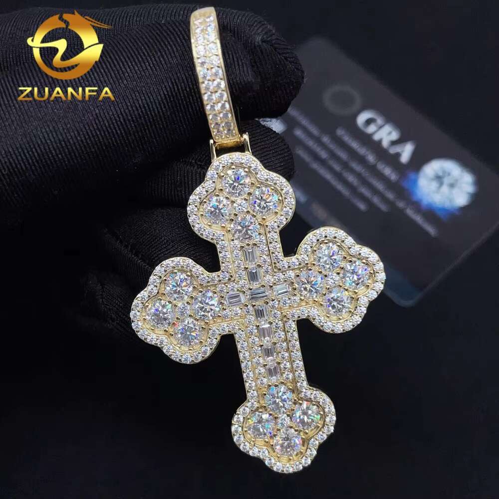 All Pass Diamond Tester Hip Hop Jewelry New Design GRA Certified 925 Sterling Silver VVS Moissanite Cross Iced Out Pendant