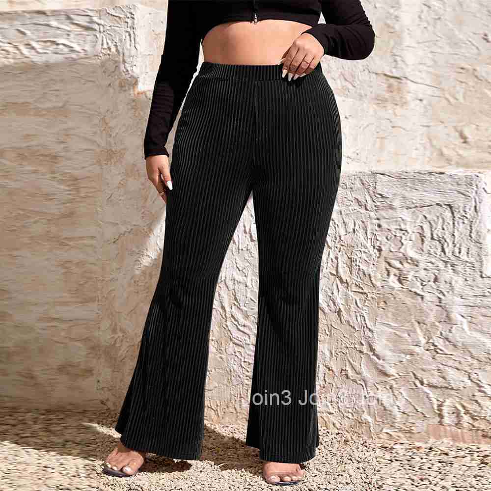 Large Size Womens Clothing Autumn and Winter New Style Fashionable Elastic Waistband Elastic Flared Pants Temperament Casual Pants
