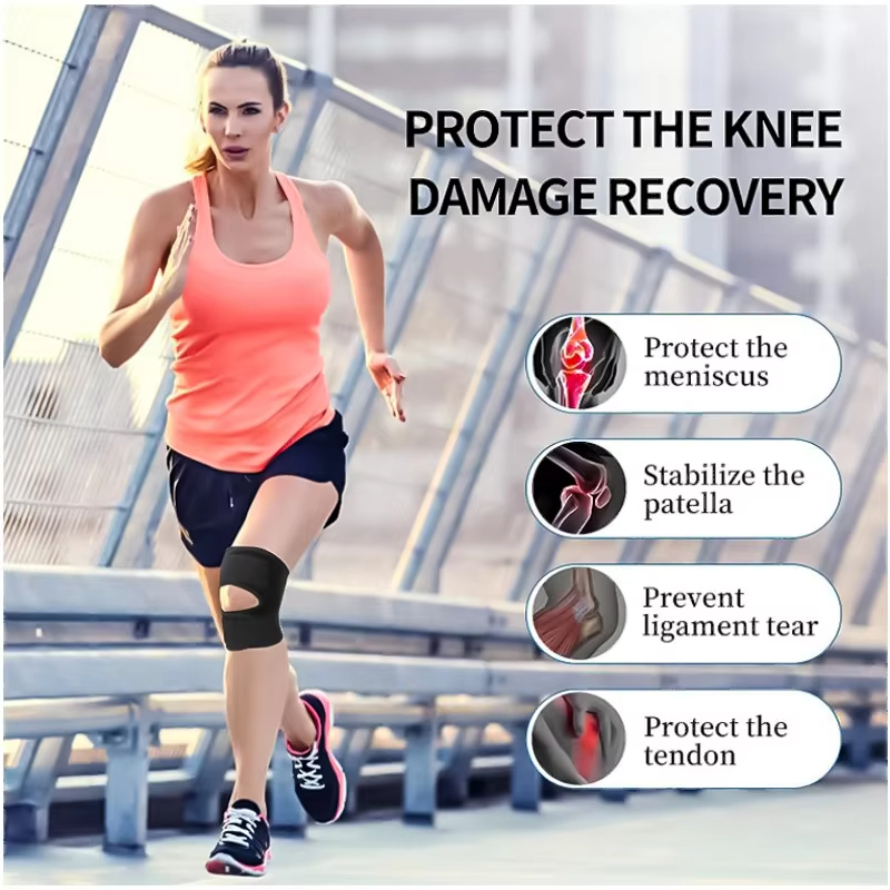 1PCS Sports Knee Pad Pressurized Bandagem Elastica Knee Pads Support Fitness Gear Basketball Volleyball Brace Protector Knee Brace with Side Stabilize