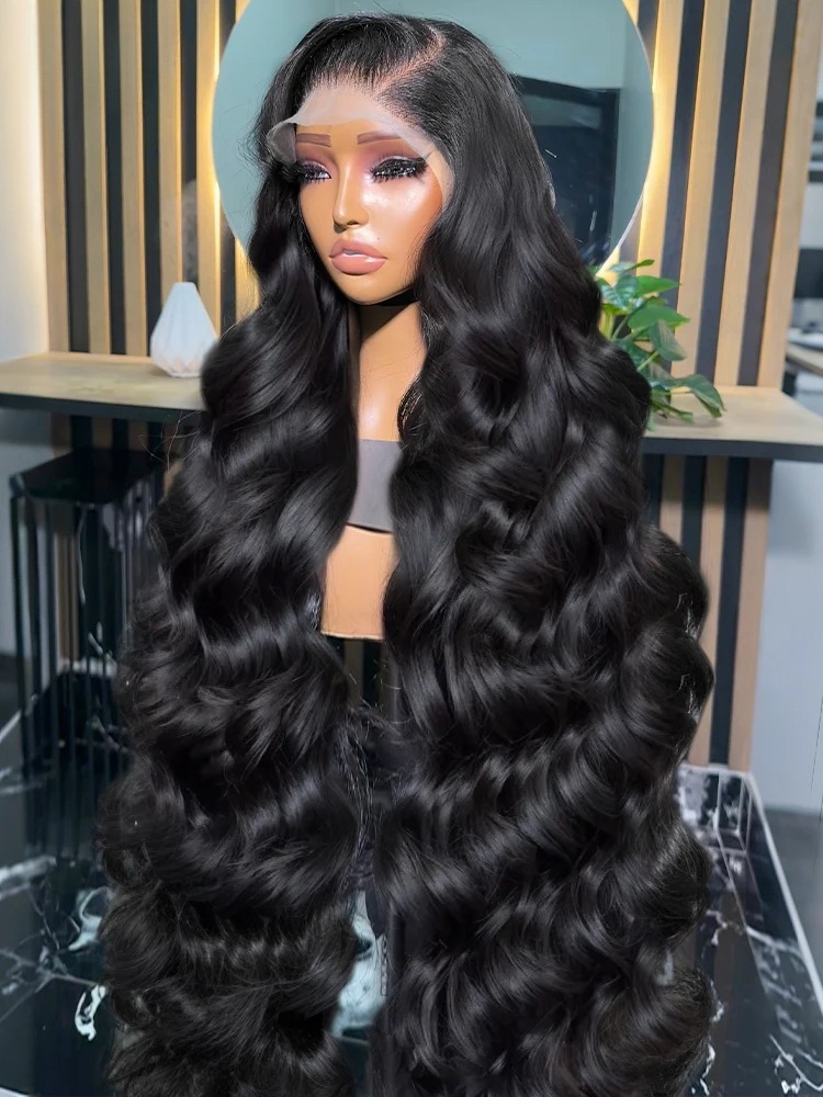 HD Transparent 13x4 Body Wave 30 36 Inch Lace Front Wig Pre Plucked 360 Lace Frontal Wig Human Hair Wigs For Women Wig 200 Density Synthetic Wig