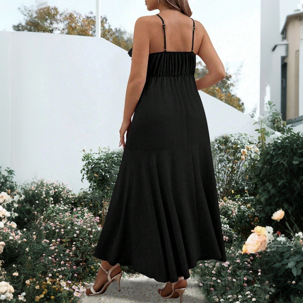 2025socialite Style Dress for Spring and Summer New Sleeveless Suspender Design Mid Length Skirt