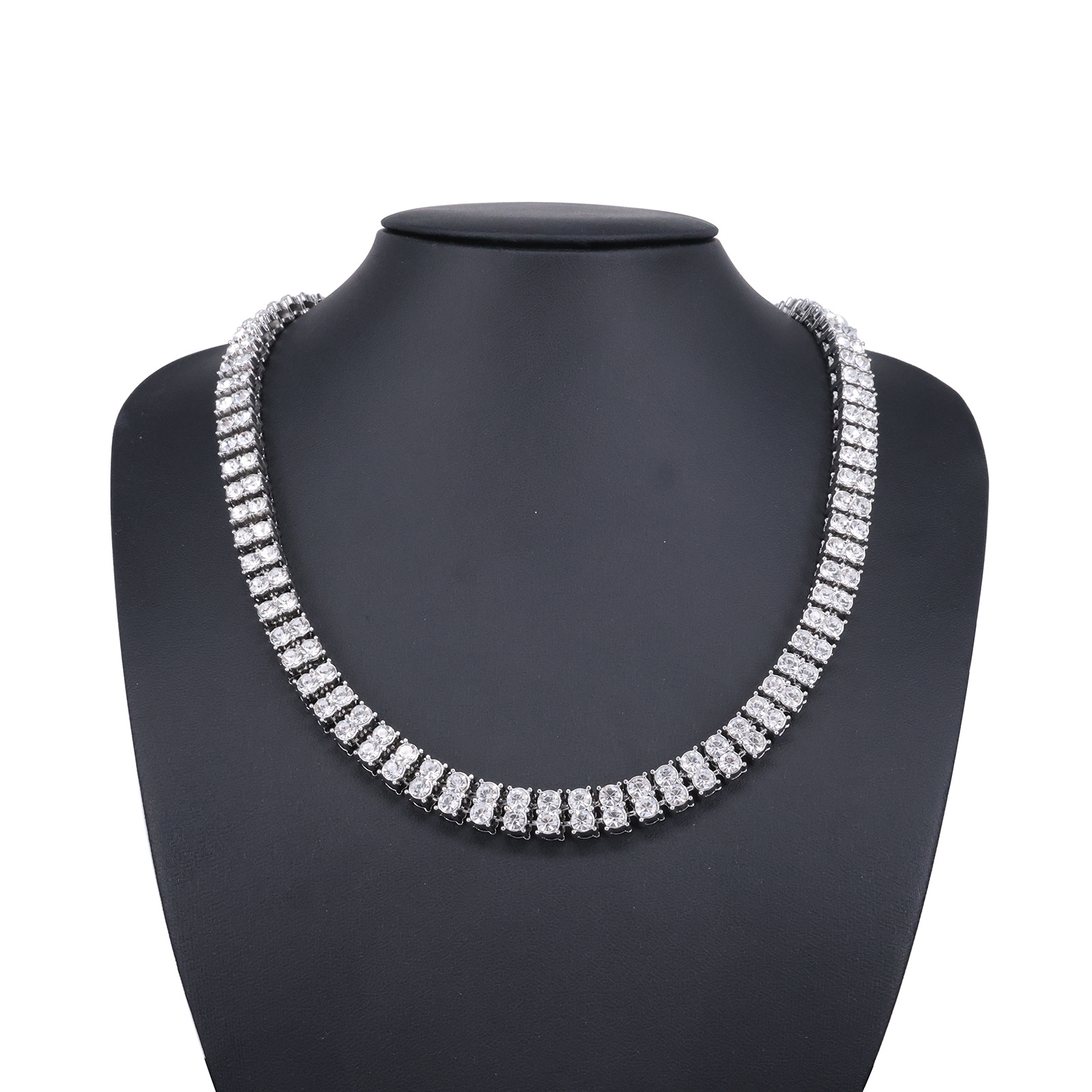 TEMU Hot Selling 10mm Diamond-Studded Alloy Cuban Link Chain for Men, Stylish Rapper Hip Hop Necklace