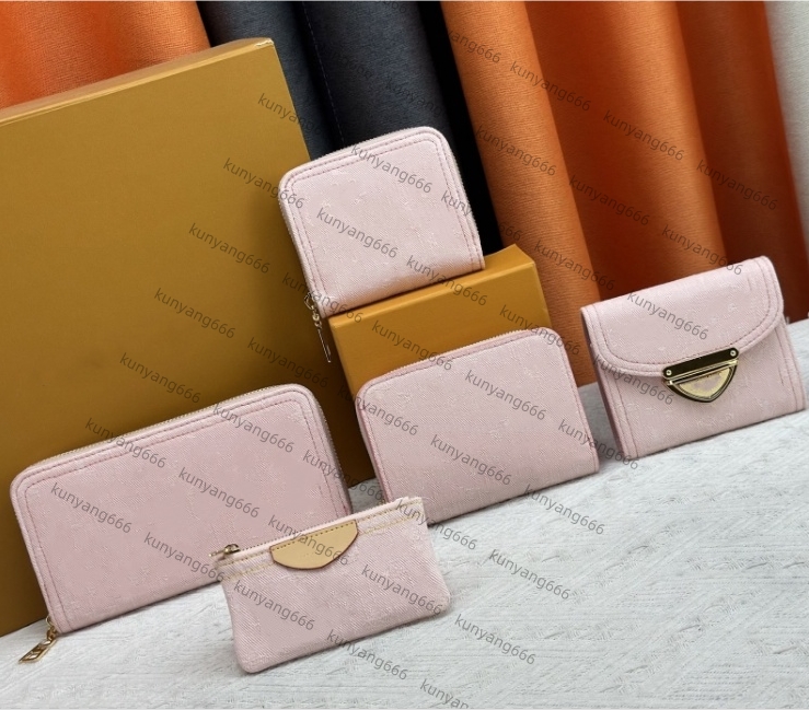 Designer PINK Denim wallets for Men luxury coin purses mens womens credit card holders fashion clutch bags zipper wallets