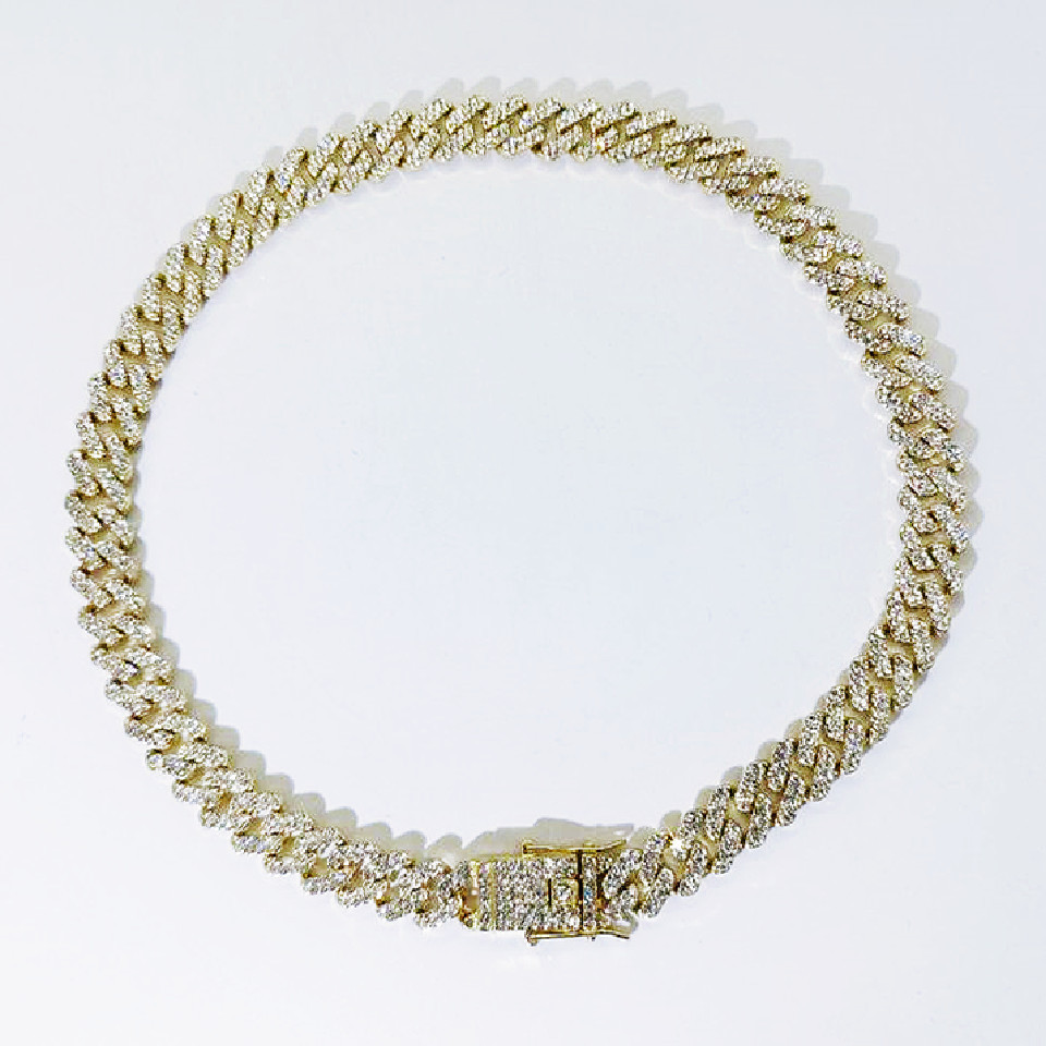 Men's Cuban Link Bracelet Iced Out Hip Hop Chain with Sparkling CZ Stones in Gold & Silver Color for Stylish Streetwear Accessories