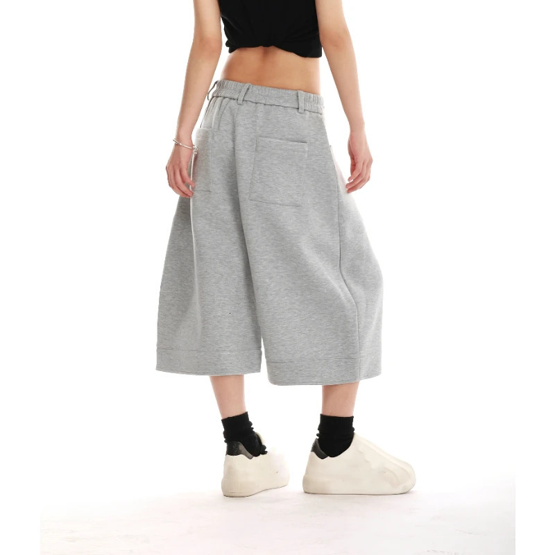 Vintage American Solid Casual Womens Sweatpants Allmatch Summer 2025 Fashion Sevenpoint Pants Simple Trousers 250506