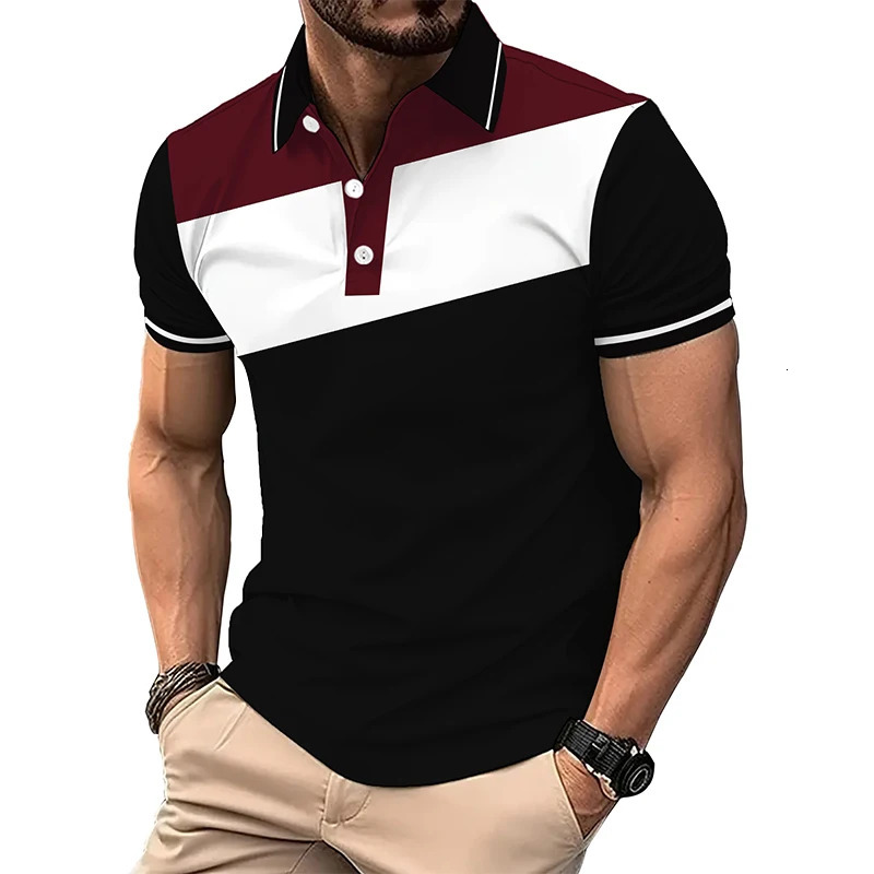 Striped mens short sleeved polo shirt summer fashion collar Tshirt comfortable and simple toplevel Tshi 250506Z