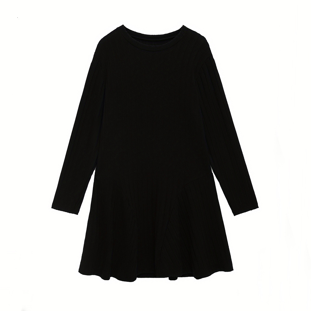 Large Size Womens Simple Slim Fit T-shirt Autumn and Winter Round Neck Mid Length Design with Inner Long Sleeved Top