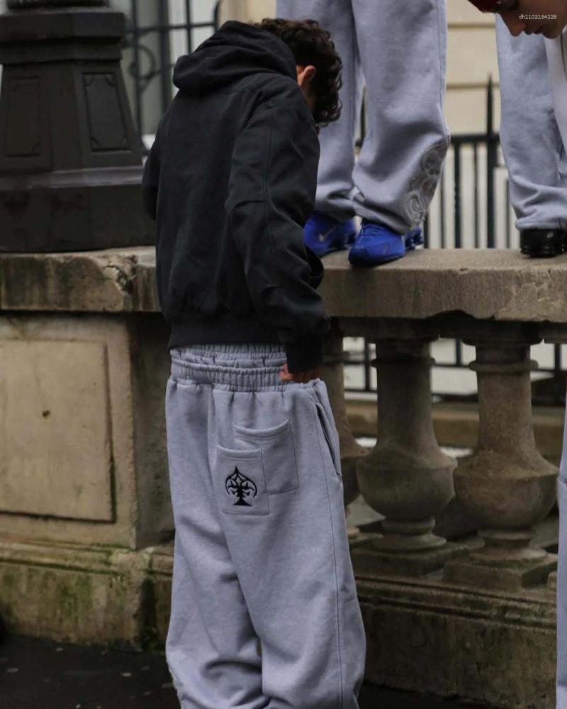 Men's Pants 2025 Sweat Baggy Y2k Poker Embroidered Double Waist Jogging Sweatpants Punk Streetwear Loose Unisex Sports Trousers