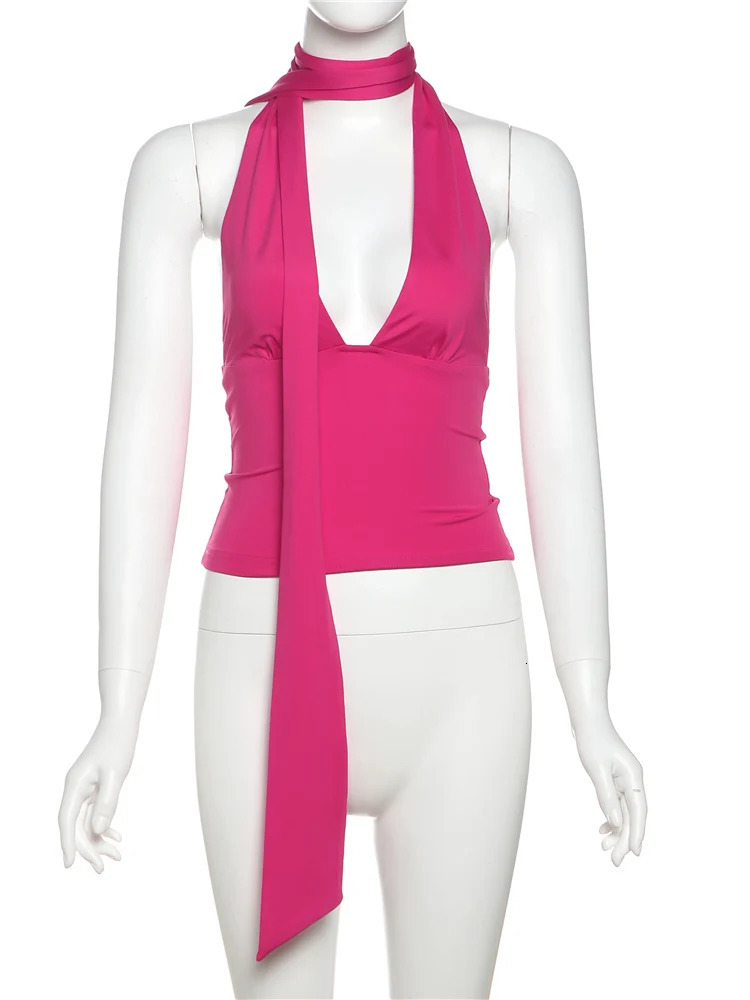 Weird Puss Scarf Tank Top Backless Irregular Summer Trend tie Hipster Sexy Wild Classic Streetwear Basic Vest 250506
