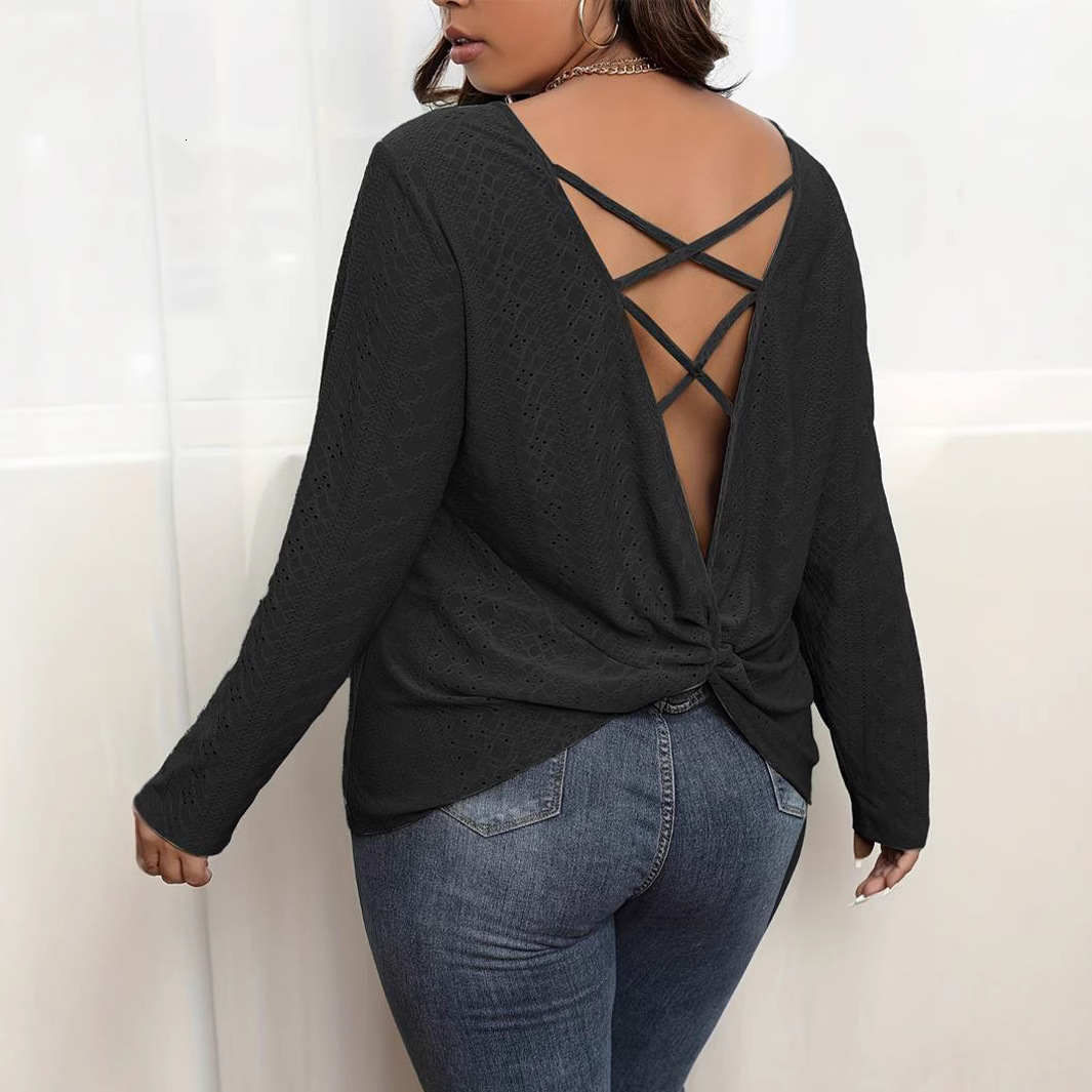 Basic Plus Size Womens Simple and Sexy T-shirt Autumn and Winter New Loose and Slimming Top