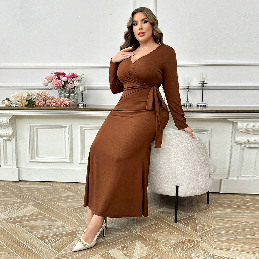 Plus Size Womens Mature Dress with Intellectual Style Autumn and Winter Simple and Sexy Ankle Length Skirt