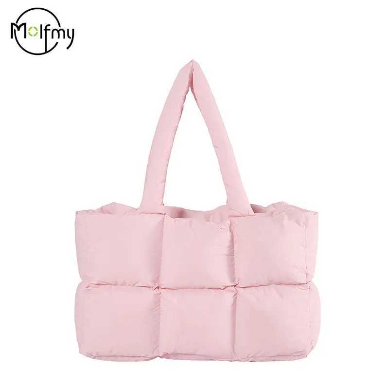 Women Tote Handbags Quilted Plaid Bag Trendy Checkered Waterproof Shoulder Bag Solid Color Winter Soft Large Capacity Bags Z250618