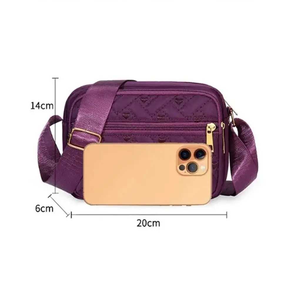 New Fashion Embroidery Bag Womens Zipper Handbag Womens Nylon Square Handbag Womens Shoulder Ten Font Womens Bag M250516