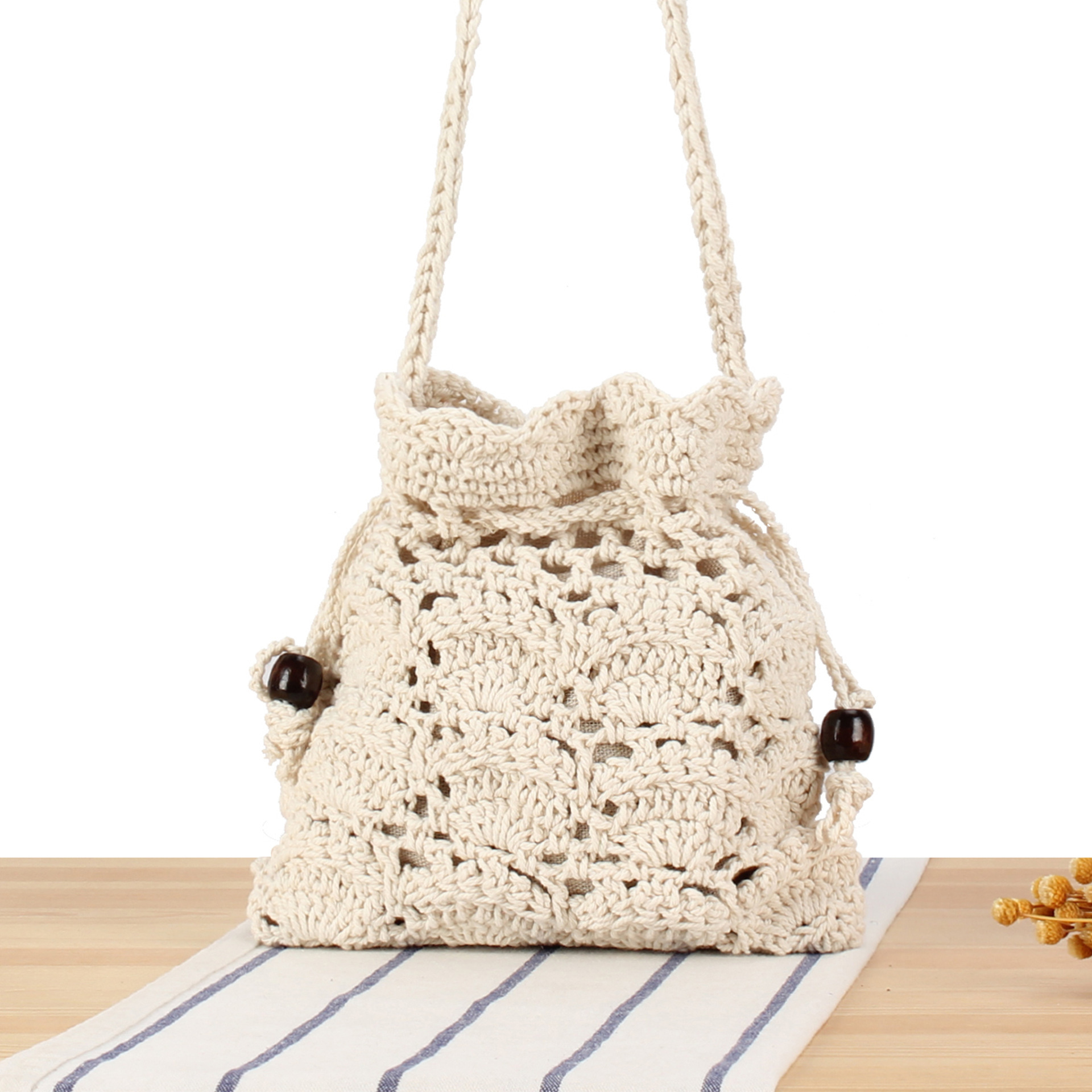 2025S designer new handmade woven cotton rope daily casual shoulder versatile commuting beach vacation niche women crossbody bag handbag