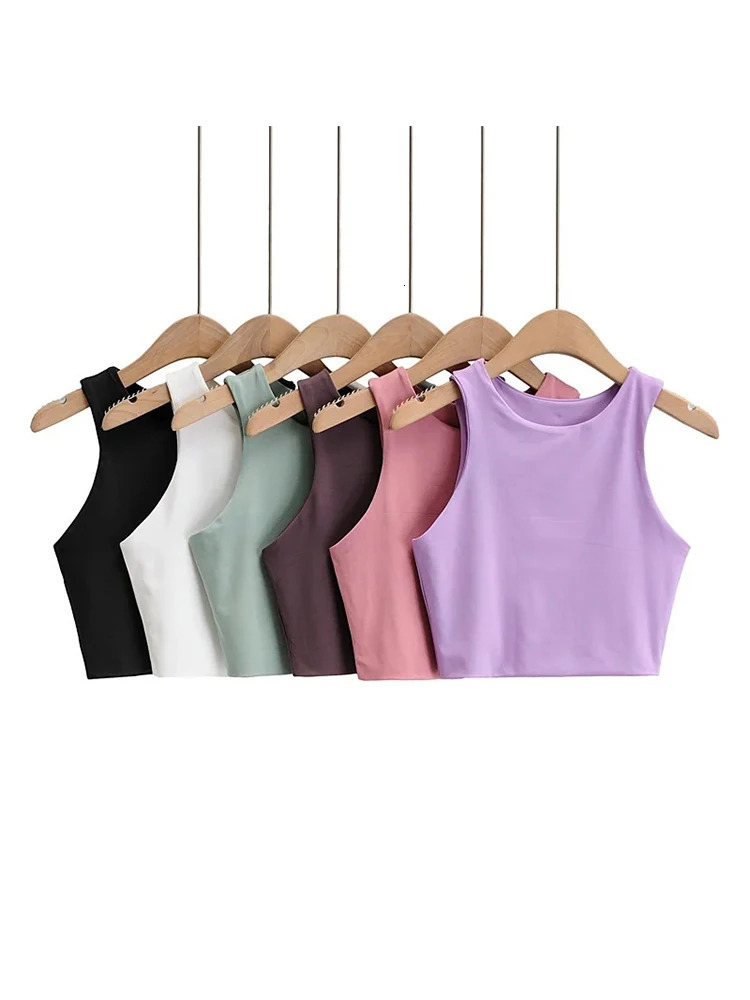 2023 Summer Fashion Womens Sexy Ultra Thin Top Oneck Sleeveless Double Nylon High Quality Tank in 6 Colors 250506