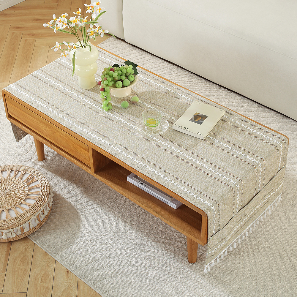 A751 Nordic home modern simple cotton and linen storage cover cloth rectangular tablecloth living room TV cabinet coffee table cover towel spot