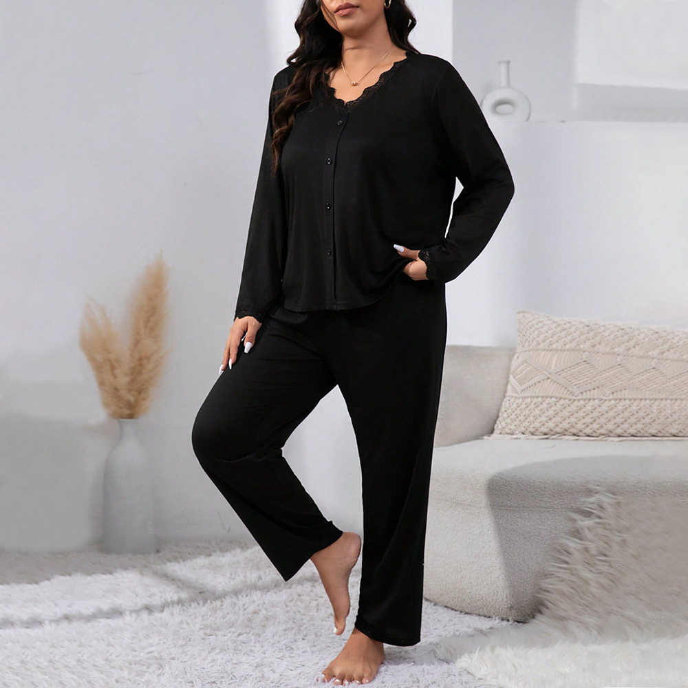 Versatile Casual Plus Size Home Suit Set for Autumn and Winter Loose and Comfortable Two-piece Set for Women