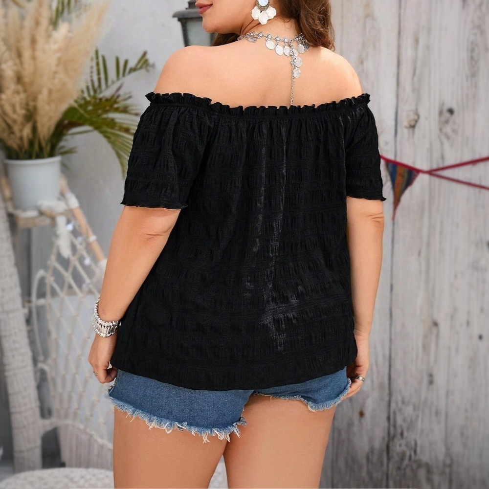 2025 Womens Sweet and Spicy Style Strapless T-shirt Summer New Item Solid Color One Neck Short Top