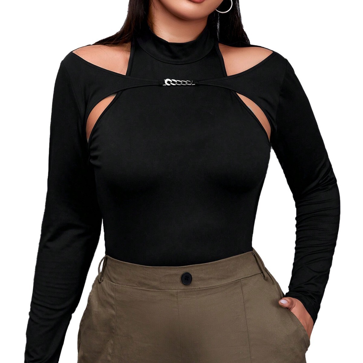 Oversized Womens Clothing Instagram Trendy Style Fake Two Piece T-shirt for Autumn and Winter Niche Design Sense Long Sleeved Top