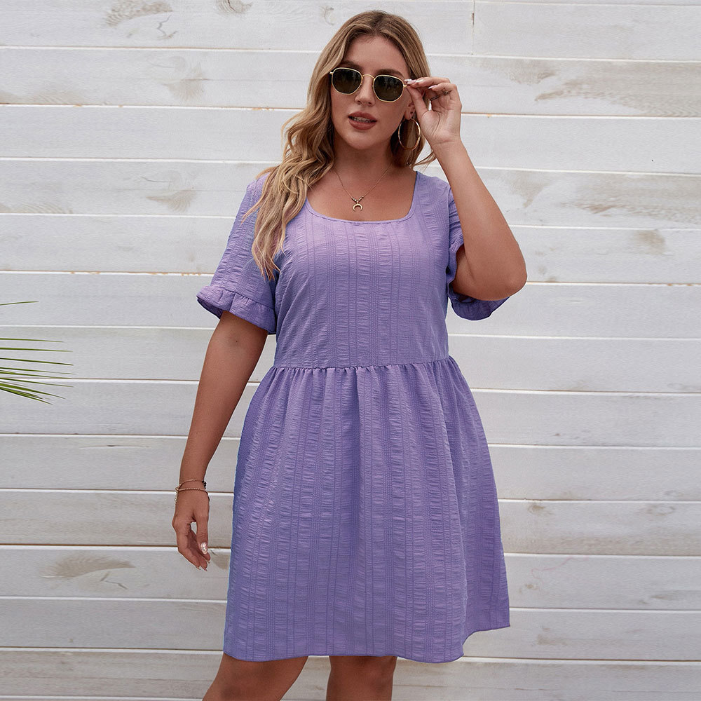 New Square Neck Texture A-line Skirt for Womens Wear Vacation and Leisure Style Dress