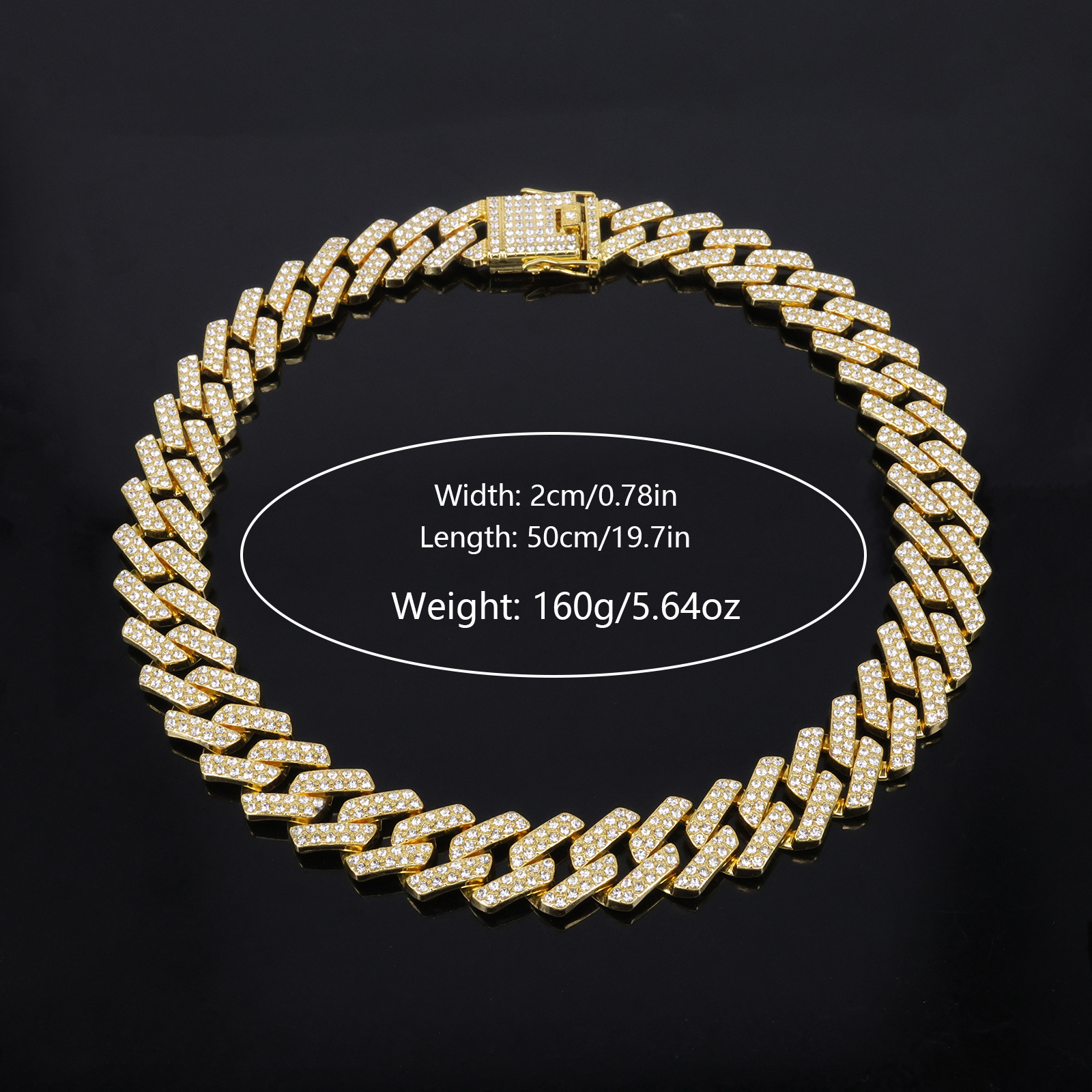 20mm European North American Style Iced Out Diamond Alloy Men's Cuban Link Necklace, Luxury Hip Hop Bling Chain, Cool Streetwear Jewelry