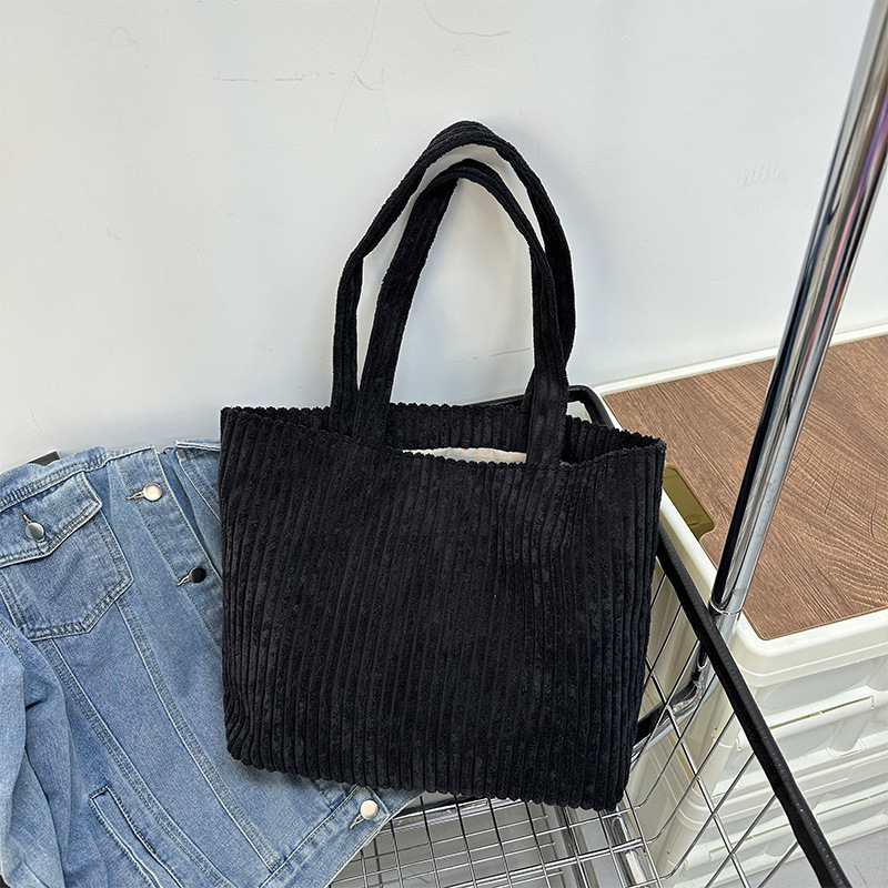 2025S Designer Spring/Summer New Collection Japanese and Korean Large Capacity Shoulder Corduroy Commuter Simple Leisure Tote Women Bag
