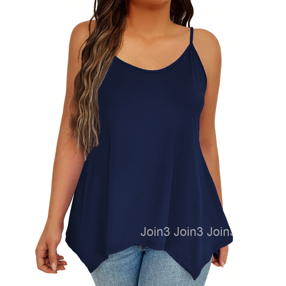 Plus Size Womens Loose Casual Camisole Vest Womens Solid Color Pullover Sleeveless Top