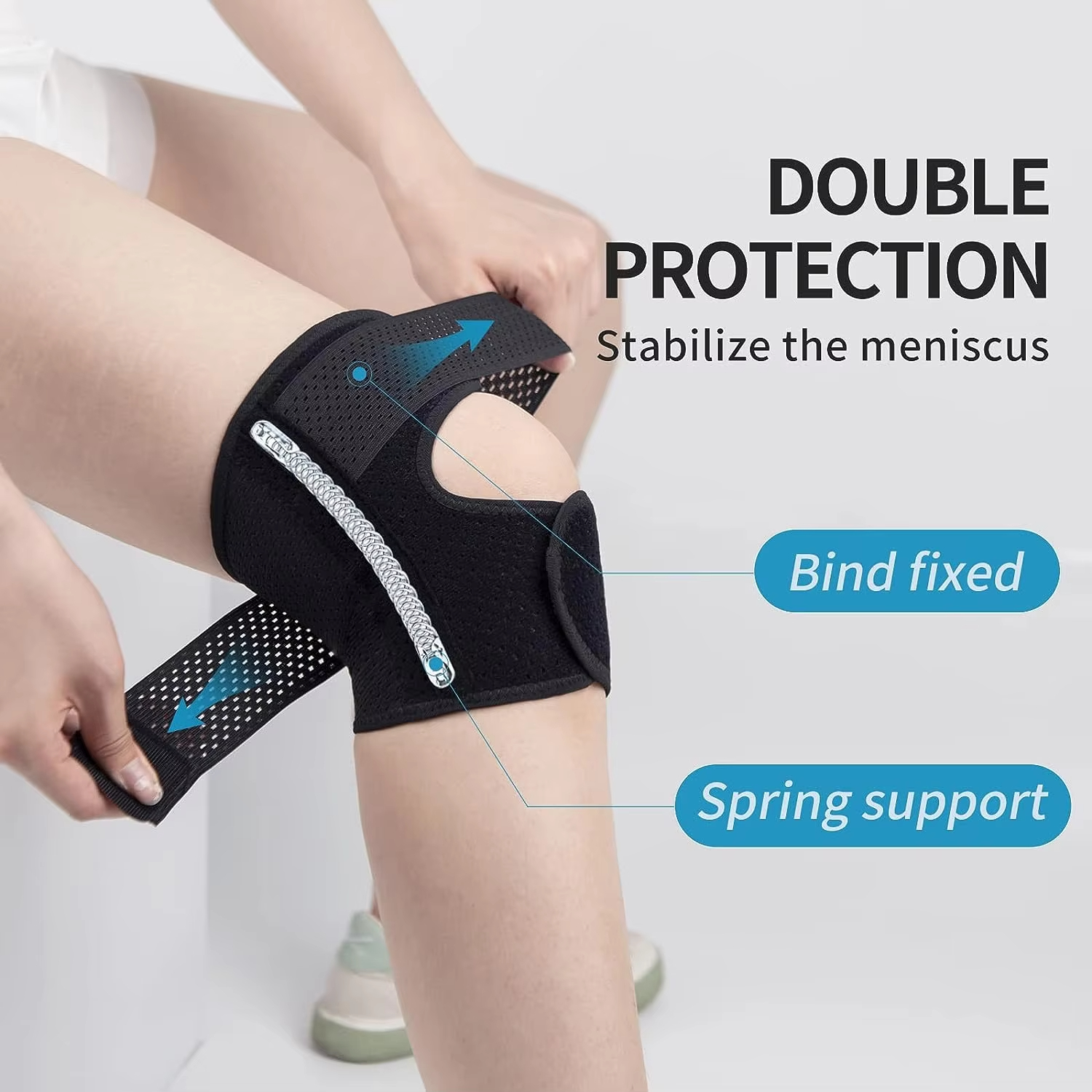1PCS Sports Knee Pad Pressurized Bandagem Elastica Knee Pads Support Fitness Gear Basketball Volleyball Brace Protector Knee Brace with Side Stabilize