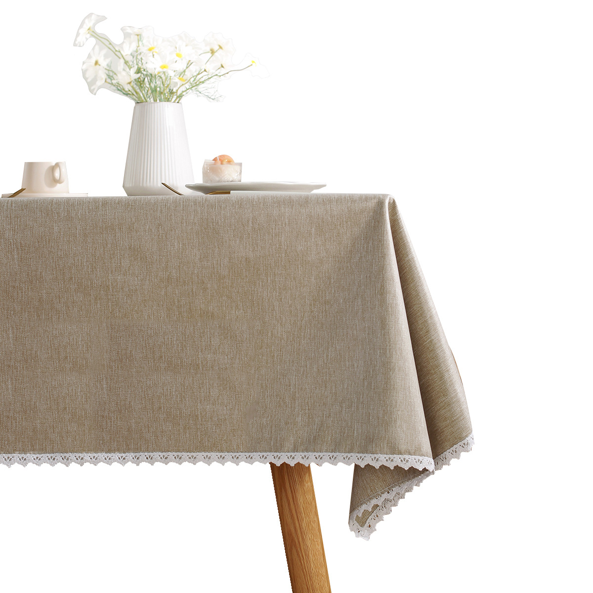 B395 cotton and linen tablecloth waterproof and oil-proof wash-free solid color tablecloth restaurant coffee table tablecloth spot wholesale