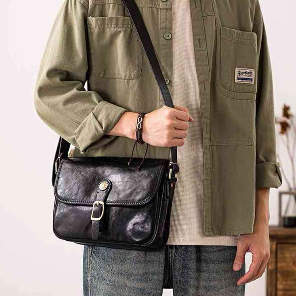 High Quality Genuine Leather Men Satchel Fashion Weekend Outdoor Daily Natural Real Cowhide Teens Shoulder Crossbody Bag